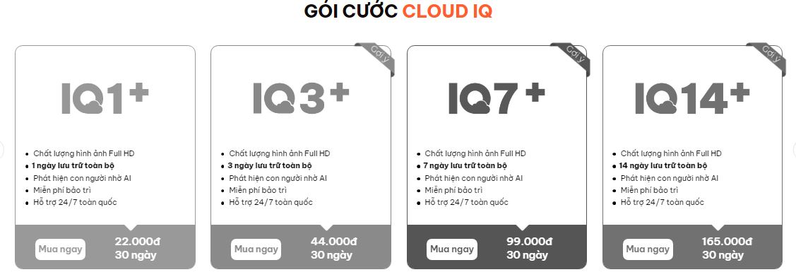 Lắp camera FPT công nghệ AI | Chỉ từ 500k & Bảo hành 24T 10 Báo giá cước Cloud FPT camera